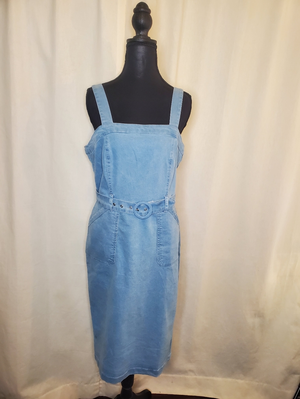 Hudson Jeans Light Blue Denim Pinafore Dress with Belted Waist
